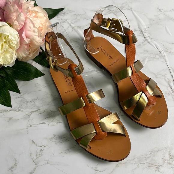 J. Crew Shoes - J. Crew Women's T-Strap Open Toed Leather Sandals Size 7